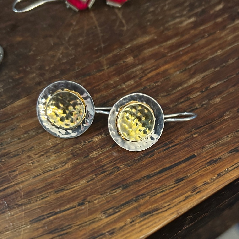 Elegant Two-Tone Hammered Earrings retired silpada